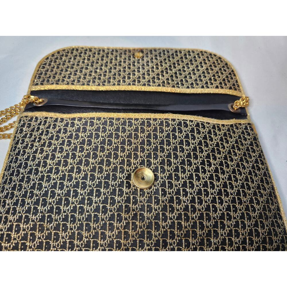 SOLD Christian Dior Vintage Trotter Chain Shoulder Bag Gold and Black NYE - Picture 10 of 15